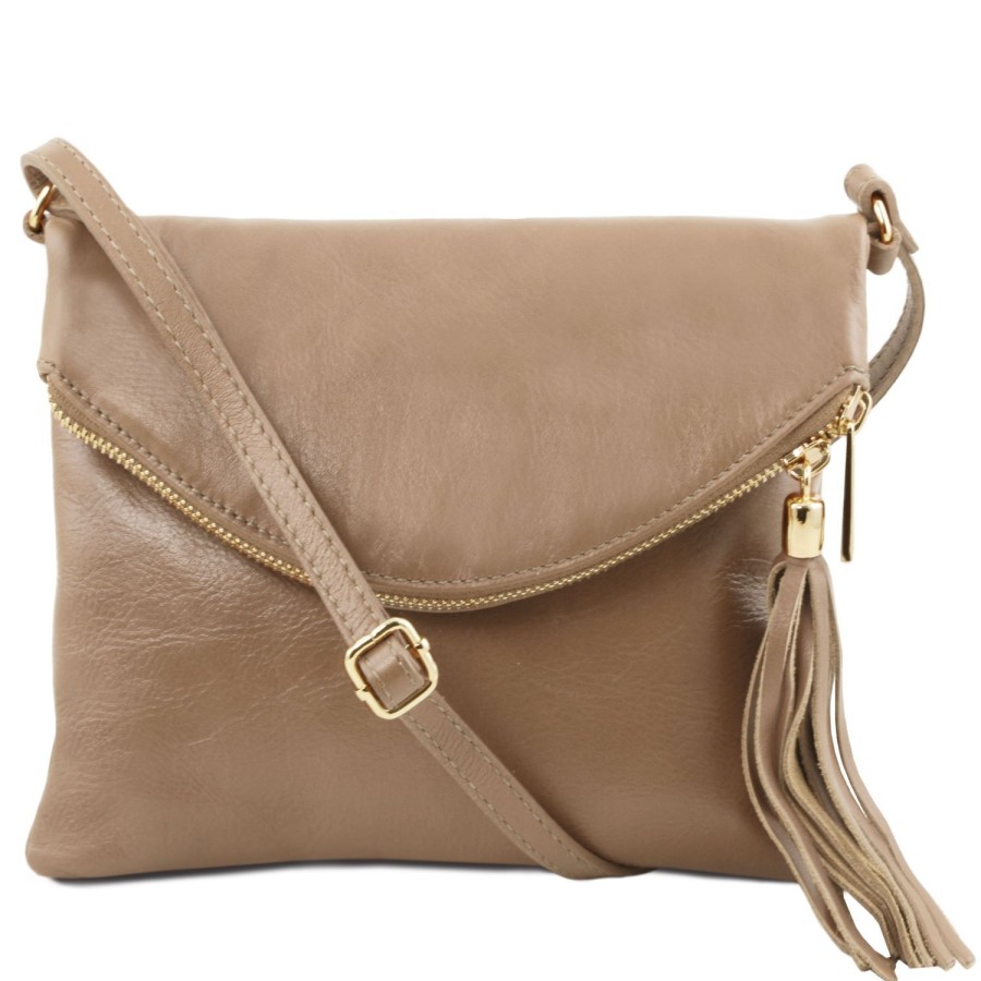 Women Tuscany Leather | Tl Young Bag - Shoulder Bag With Tassel Detail Tl141153 Light Taupe