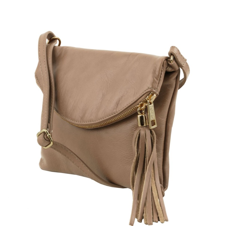 Women Tuscany Leather | Tl Young Bag - Shoulder Bag With Tassel Detail Tl141153 Light Taupe