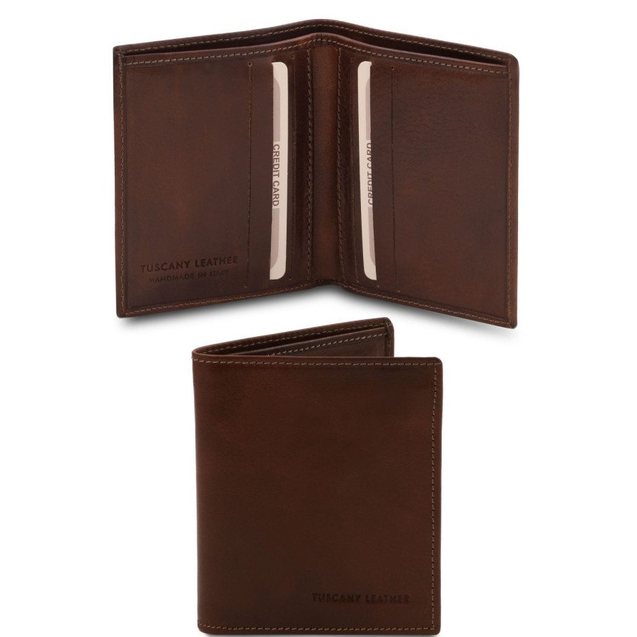 Men Tuscany Leather | Exclusive 2 Fold Leather Wallet For Men Tl142064 Dark Brown