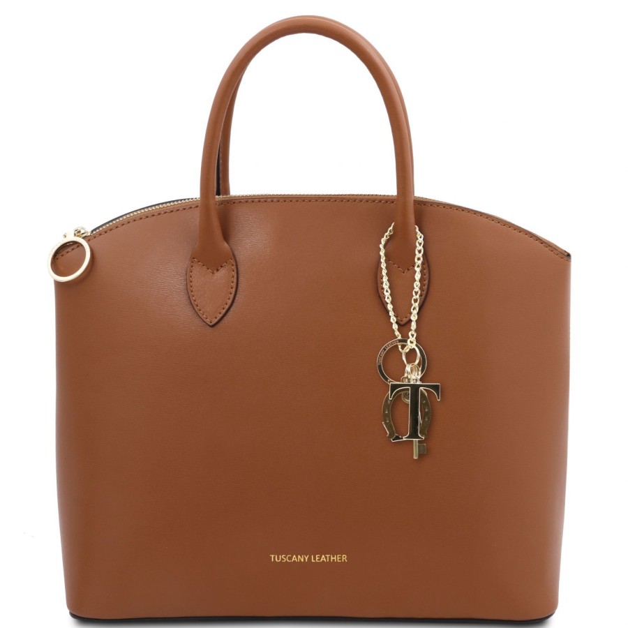 Women Tuscany Leather | Tl Keyluck Leather Tote Tl142212 Cognac