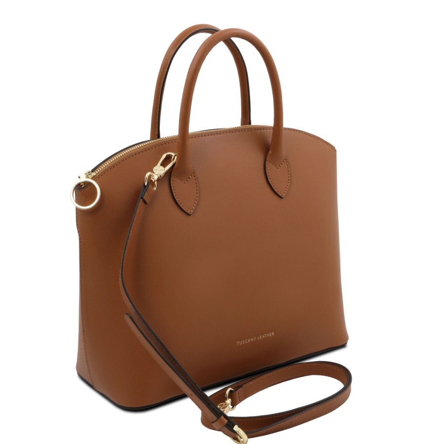 Women Tuscany Leather | Tl Keyluck Leather Tote Tl142212 Cognac