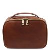 Men Tuscany Leather | Marvin Leather Toiletry Bag Tl142326 Brown