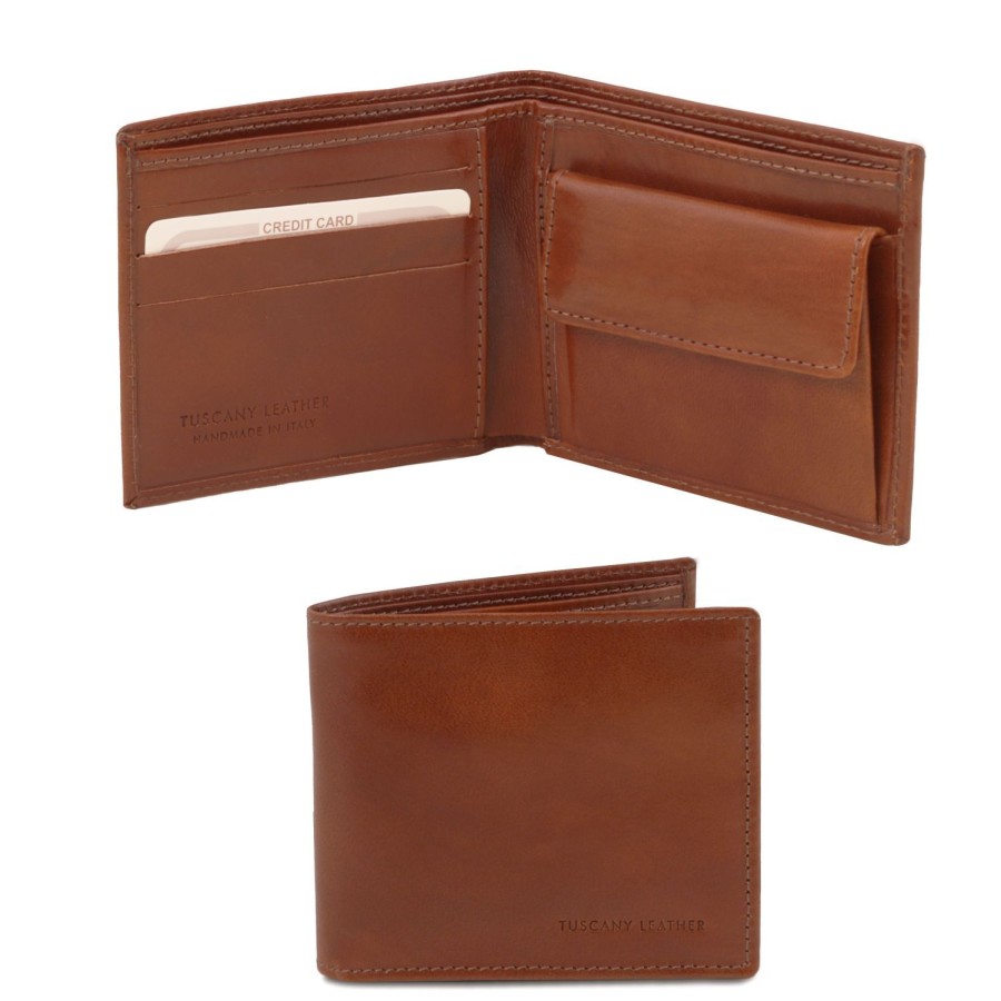 Men Tuscany Leather | Leather Wallet For Men With Coin Pocket Tl140761 Brown