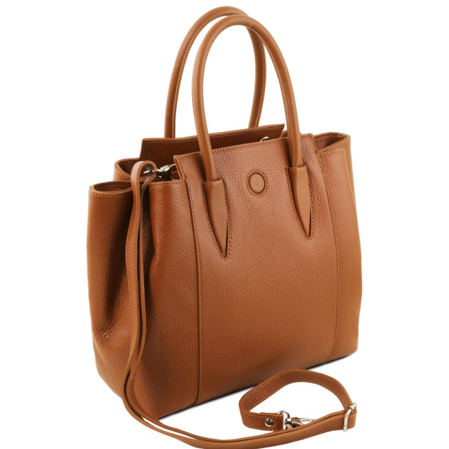 Women Tuscany Leather | Tulipan Leather Handbag Tl141727 Cognac