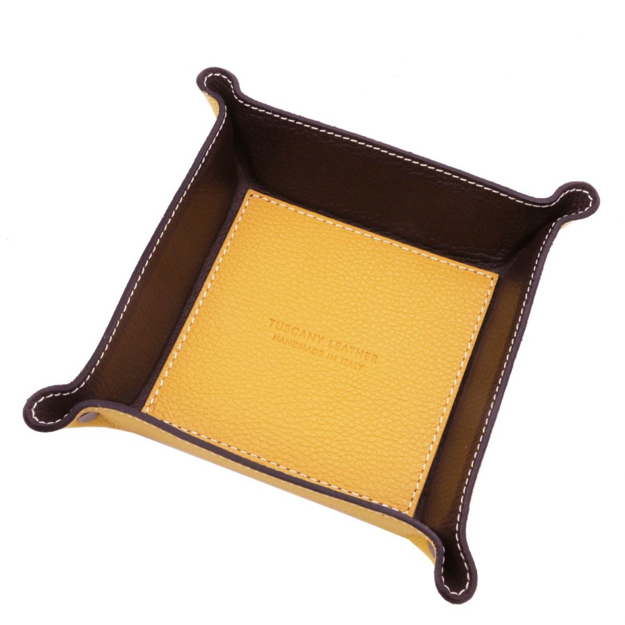 Men Tuscany Leather | Leather Valet Tray Tl142159 Yellow