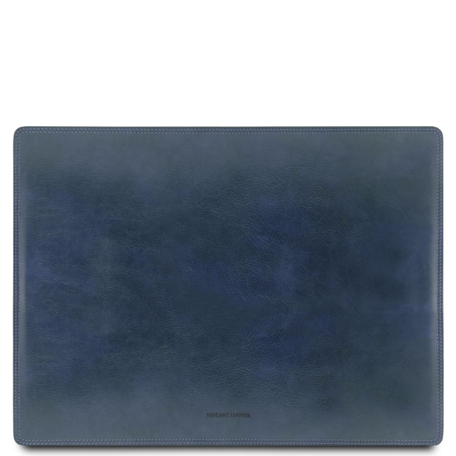 Business Tuscany Leather | Set Desk Pad, Mouse Pad And Valet Tray Tl142088 Dark Blue