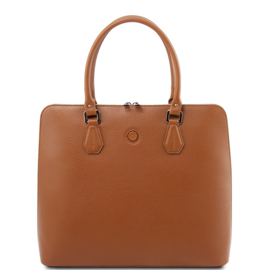 Women Tuscany Leather | Magnolia Leather Business Bag For Women Tl141809 Cognac