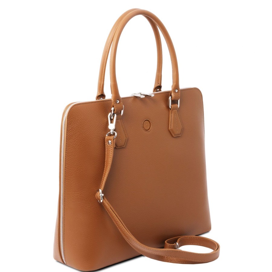 Women Tuscany Leather | Magnolia Leather Business Bag For Women Tl141809 Cognac