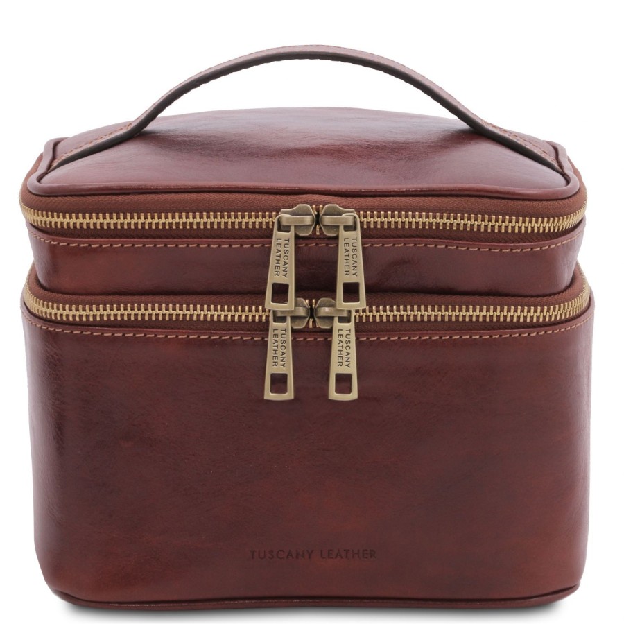 Men Tuscany Leather | Eliot Leather Toiletry Bag Tl142045 Brown