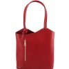 Women Tuscany Leather | Patty Saffiano Leather Convertible Backpack Shoulderbag Tl141455 Red