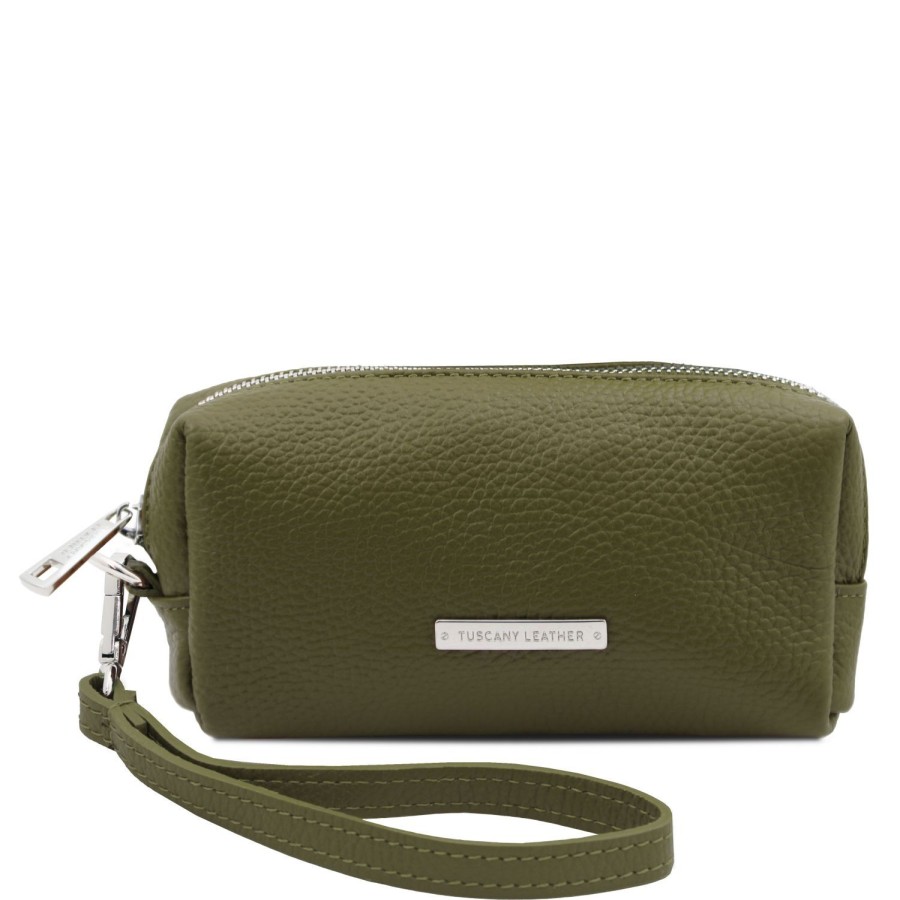 Women Tuscany Leather | Tl Bag Trousse In Pelle Morbida Tl142315 Forest Green