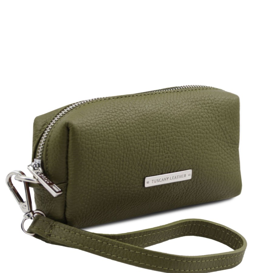 Women Tuscany Leather | Tl Bag Trousse In Pelle Morbida Tl142315 Forest Green