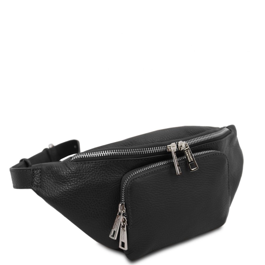 Men Tuscany Leather | Anthony Soft Leather Fanny Pack Tl142155 Black