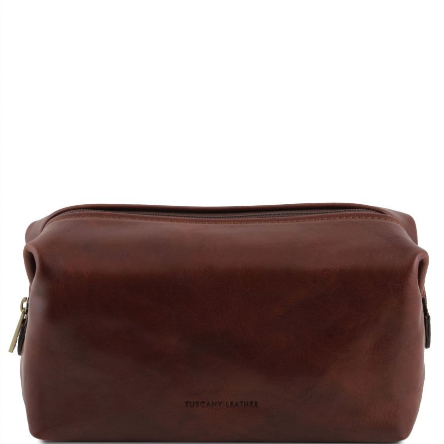 Men Tuscany Leather | Smarty - Leather Toiletry Bag - Small Size Tl141220 Brown