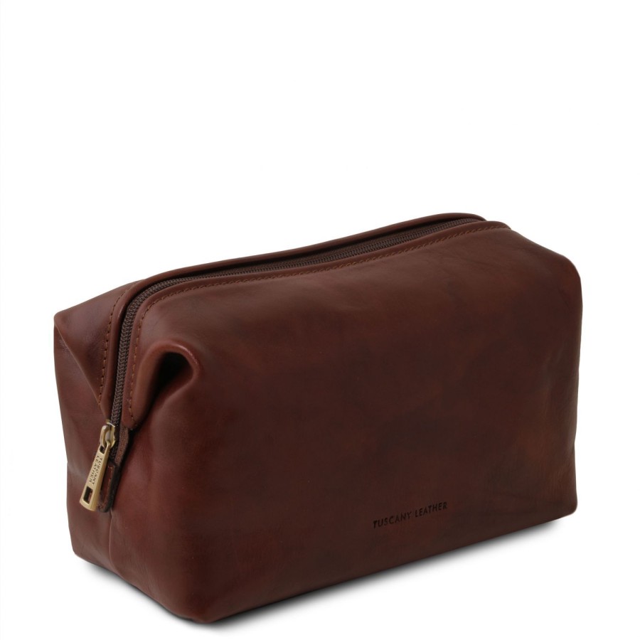 Men Tuscany Leather | Smarty - Leather Toiletry Bag - Small Size Tl141220 Brown