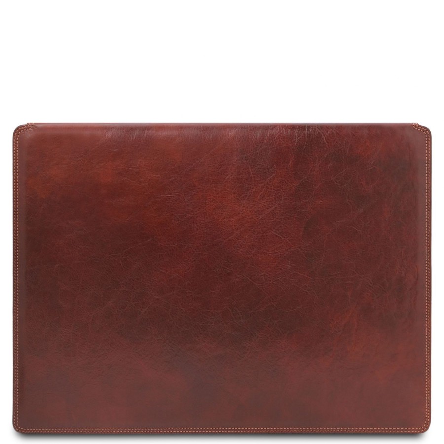 Business Tuscany Leather | Leather Desk Pad With Inner Compartment Tl142054 Brown