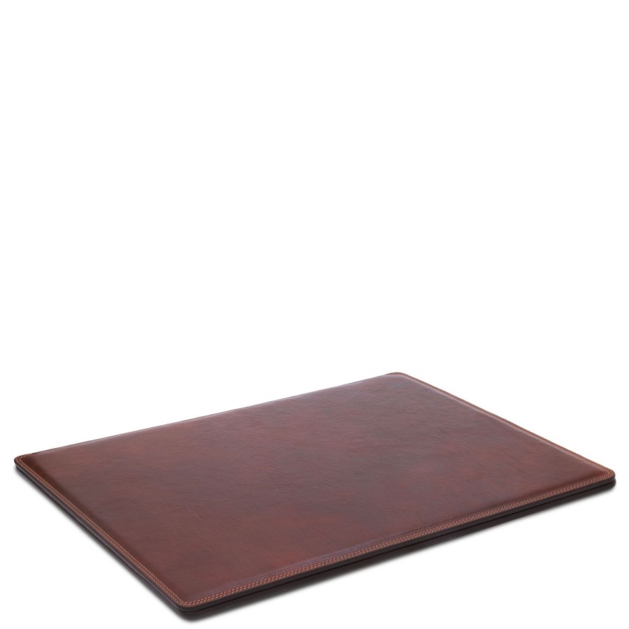 Business Tuscany Leather | Leather Desk Pad With Inner Compartment Tl142054 Brown