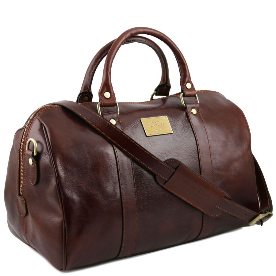 Luggage Tuscany Leather | Tl Voyager - Travel Leather Duffle Bag Small Size Tl141250 Brown