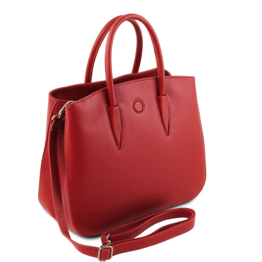 Women Tuscany Leather | Camelia Leather Handbag Tl141728 Lipstick Red