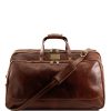 Luggage Tuscany Leather | Bora Bora - Trolley Leather Bag - Small Size Tl3065 Brown