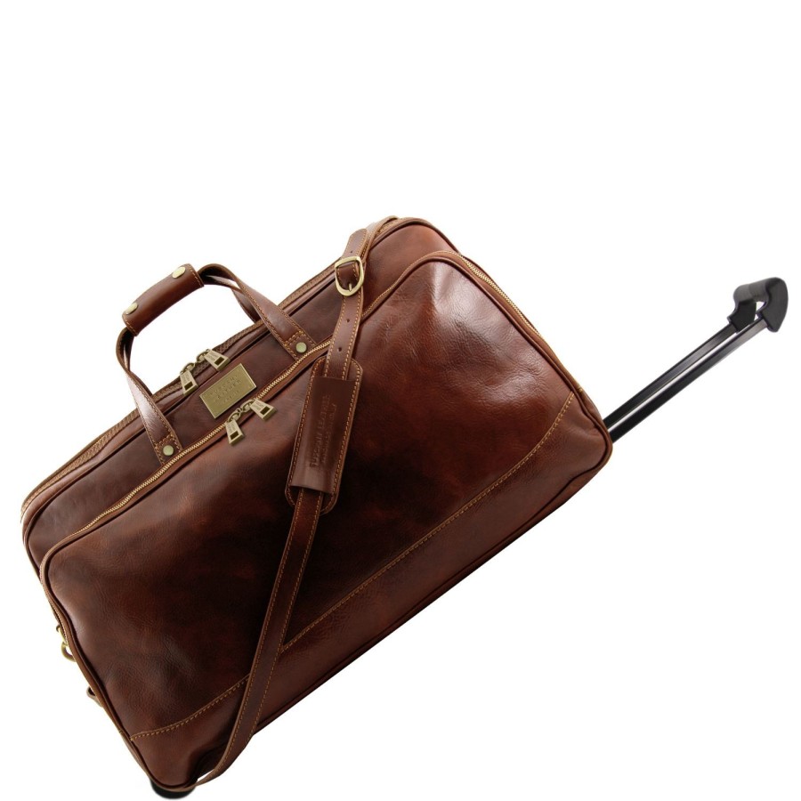 Luggage Tuscany Leather | Bora Bora - Trolley Leather Bag - Small Size Tl3065 Brown