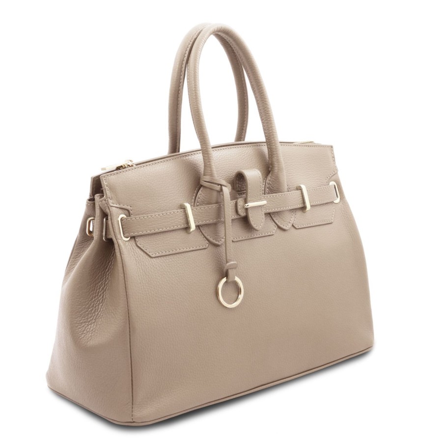 Women Tuscany Leather | Tl Bag Leather Handbag With Golden Hardware Tl141529 Light Taupe