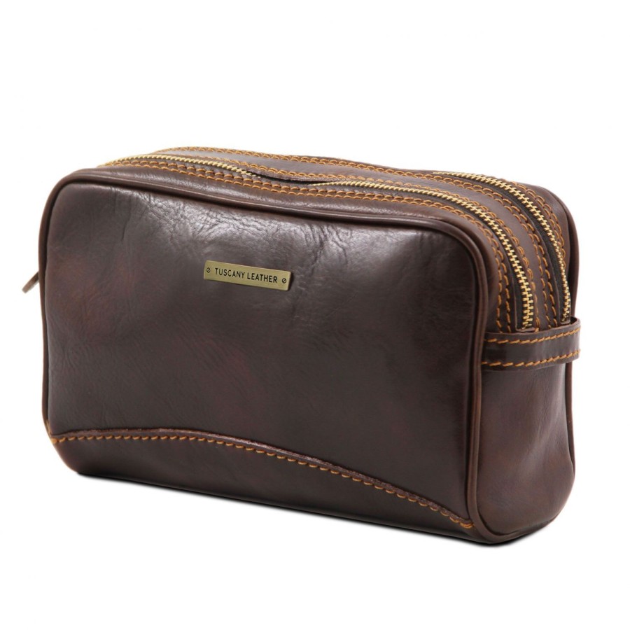 Men Tuscany Leather | Igor - Leather Toiletry Bag Tl140850 Brown