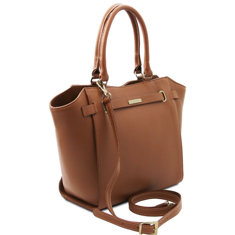 Women Tuscany Leather | Clara Leather Tote Tl142313 Cognac