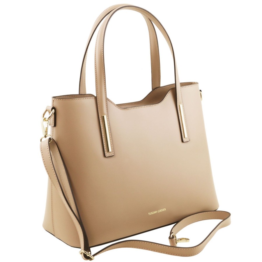 Women Tuscany Leather | Olimpia Leather Tote Tl141412 Champagne