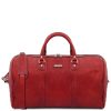 Luggage Tuscany Leather | Oslo Leather Travel Duffle Bag - Weekender Bag Red