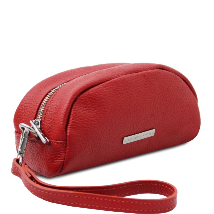 Women Tuscany Leather | Tl Bag Soft Leather Toiletry Case Tl142314 Lipstick Red