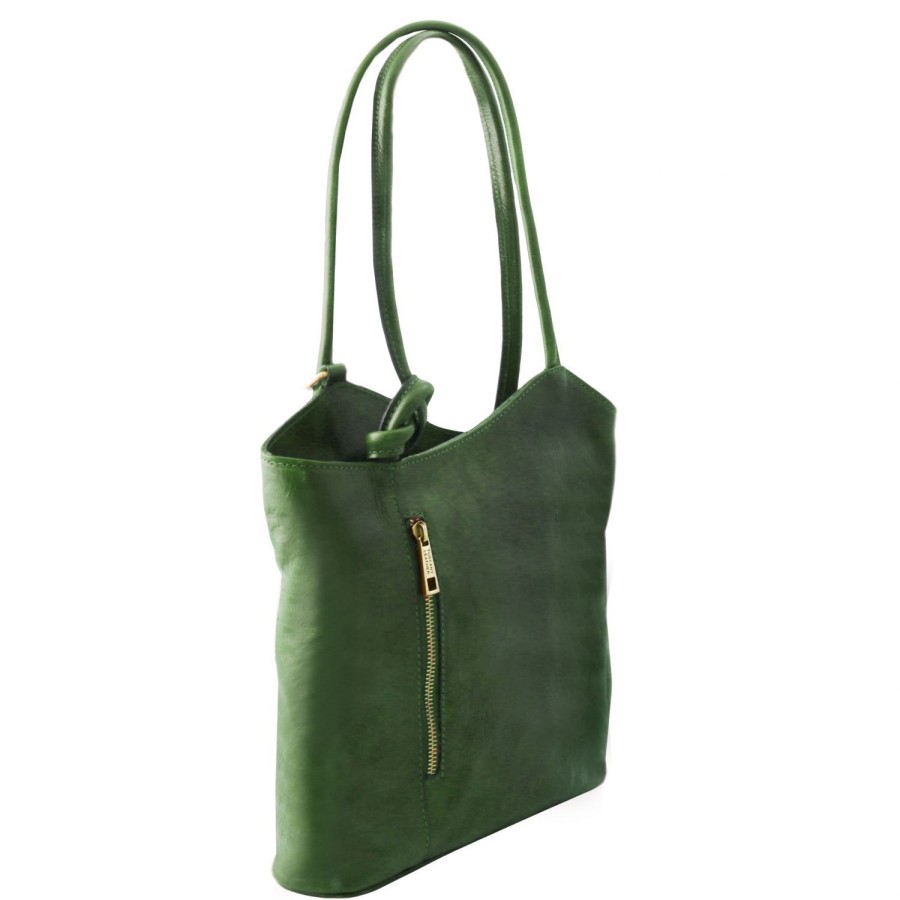 Women Tuscany Leather | Patty Leather Convertible Backpack Shoulderbag Tl141497 Green