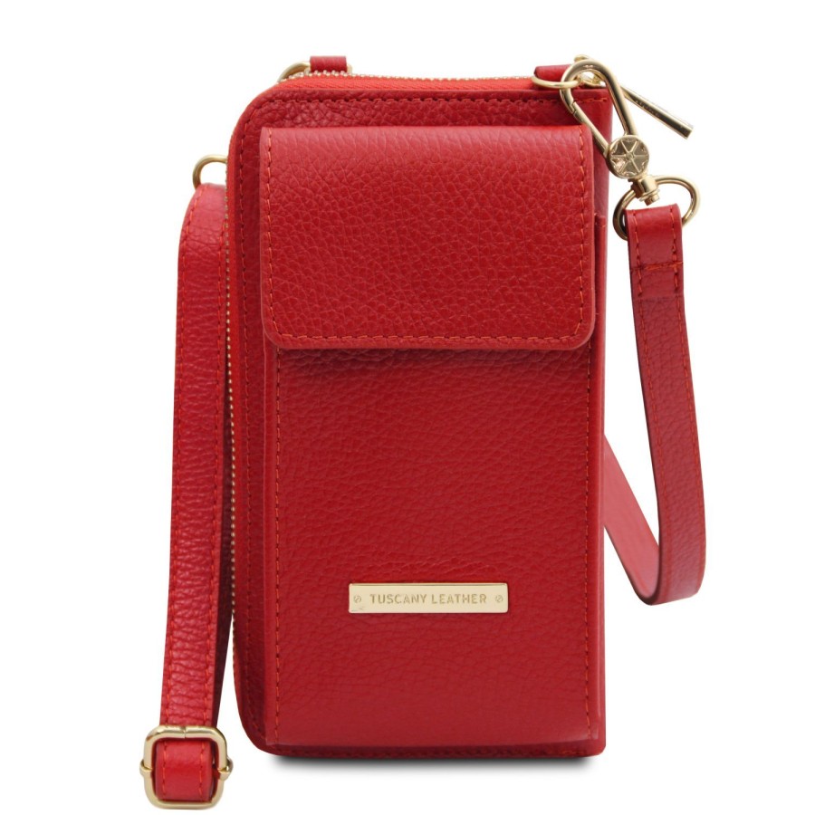 Women Tuscany Leather | Tl Bag Leather Wallet With Strap Tl142323 Lipstick Red