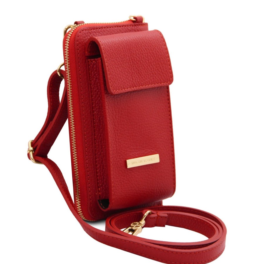 Women Tuscany Leather | Tl Bag Leather Wallet With Strap Tl142323 Lipstick Red