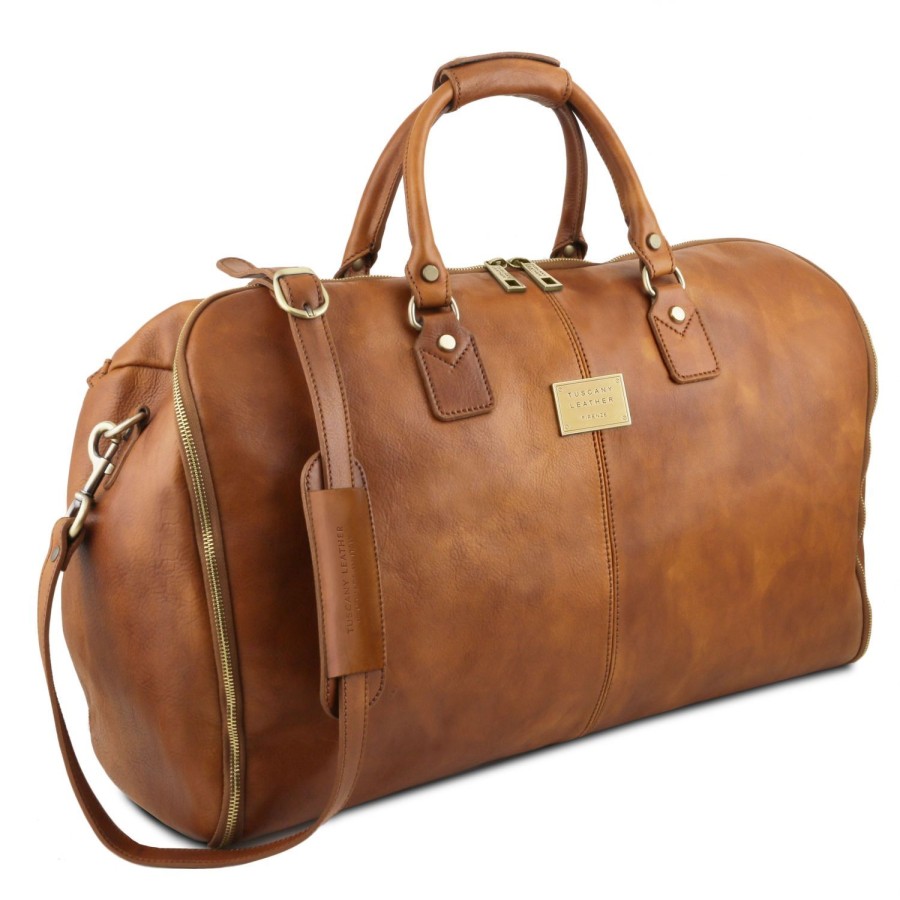 Luggage Tuscany Leather | Antigua - Travel Leather Duffle/Garment Bag Tl141538 Brown