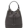 Women Tuscany Leather | Minerva Leather Bucket Bag Tl142145 Grey