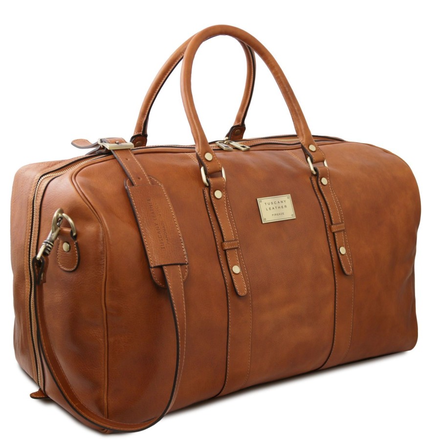 Luggage Tuscany Leather | Francoforte Exclusive Leather Weekender Travel Bag Tl142338 Natural