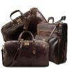 Luggage Tuscany Leather | Deluxe Leather Travel Set Tl142266 Dark Brown